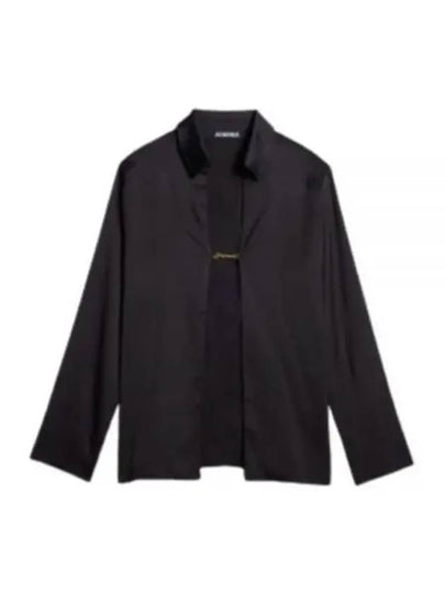 La Chemise Notte Open Charm Logo Shirt Black - JACQUEMUS - BALAAN 2