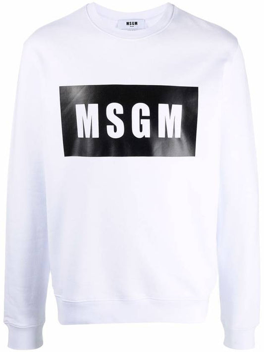 Men's Box Logo Print Sweatshirt White - MSGM - BALAAN 1