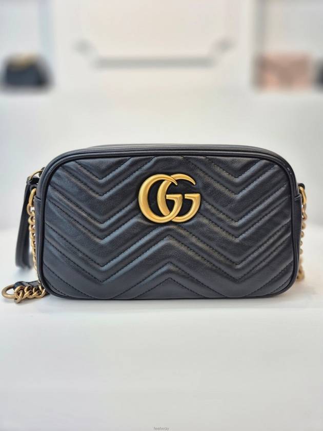 GG Marmont Matelasse Leather Cross Bag Black 447632 - GUCCI - BALAAN 1