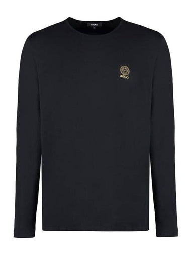 Logo Round Neck Long Sleeve T-Shirt Black - VERSACE - BALAAN 1