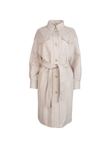 Women's Belted Trench Coat White - BRUNELLO CUCINELLI - BALAAN 1