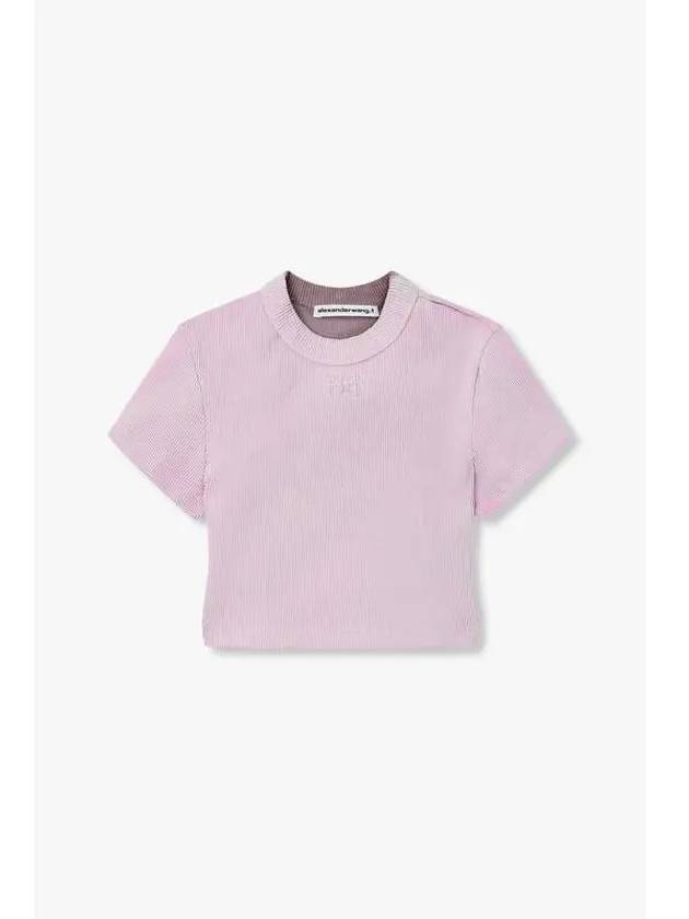 embossed logo ribbed t shirt pink - ALEXANDER WANG - BALAAN 1