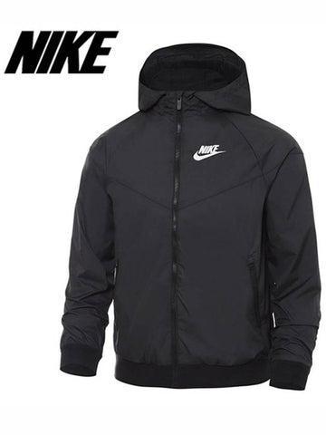 Sportswear Wind Runner Hooded Jacket Junior Boys Inter Season Windbreaker Black 850443 011 - NIKE - BALAAN 1