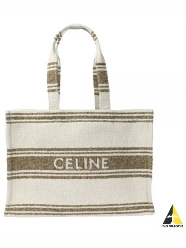 Striped Textile Logo Jacquard Large Cabas Thais Tote Bag Tobacco - CELINE - BALAAN 2