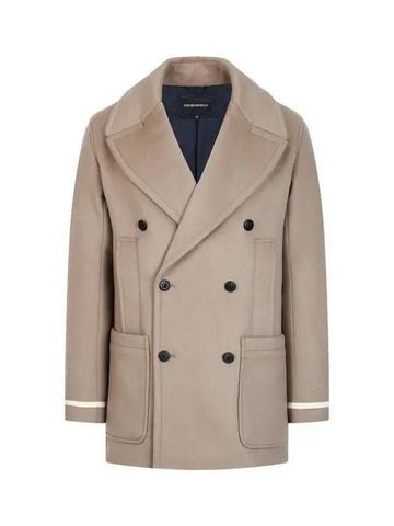 Men s Line Sleeve Double Wool Coat Dark Beige - EMPORIO ARMANI - BALAAN 1