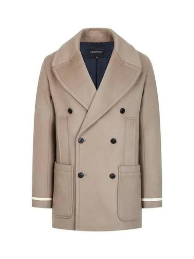 Men s Line Sleeve Double Wool Coat Dark Beige - EMPORIO ARMANI - BALAAN 1