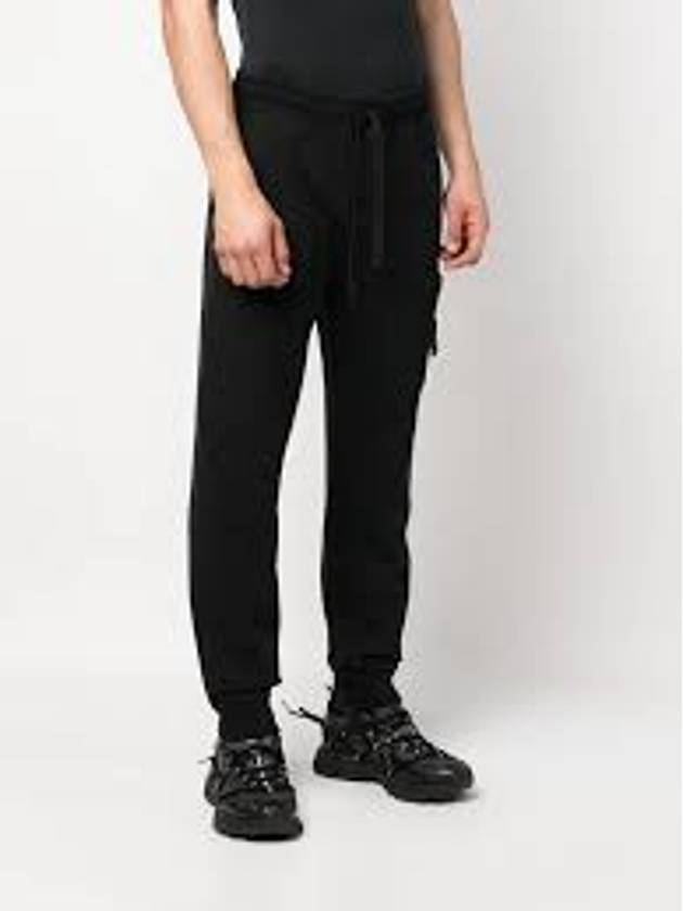 Garment Dying Cotton Fleece Track Pants Black - STONE ISLAND - BALAAN 2