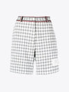 Gingham Stripe Trim High Waisted Shorts Medium Grey - THOM BROWNE - BALAAN 2