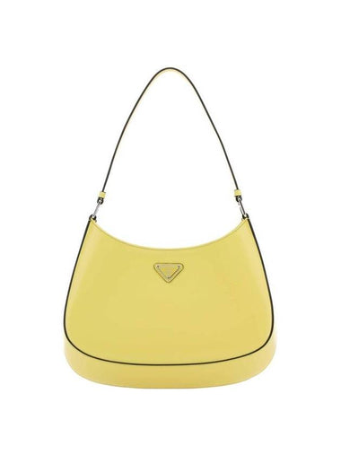 Triangular Logo Cleo Brushed Leather Shoulder Bag Yellow - PRADA - BALAAN 1