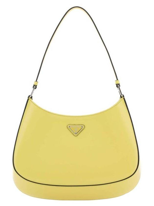 Cleo brushed leather shoulder bag yellow - PRADA - BALAAN.