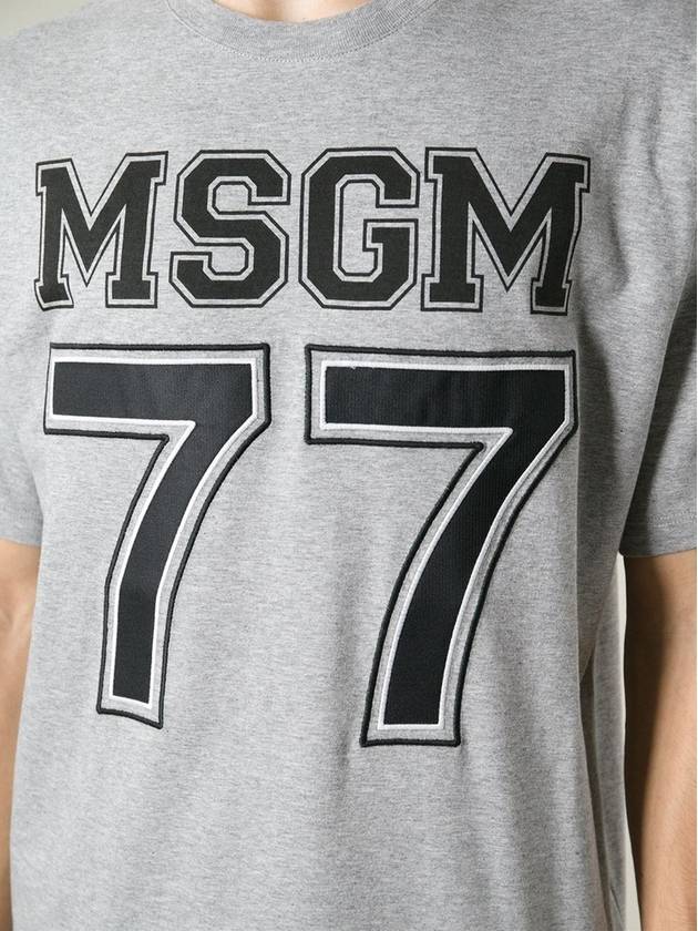 77 Logo Print Short Sleeve T-Shirt Grey - MSGM - BALAAN 6