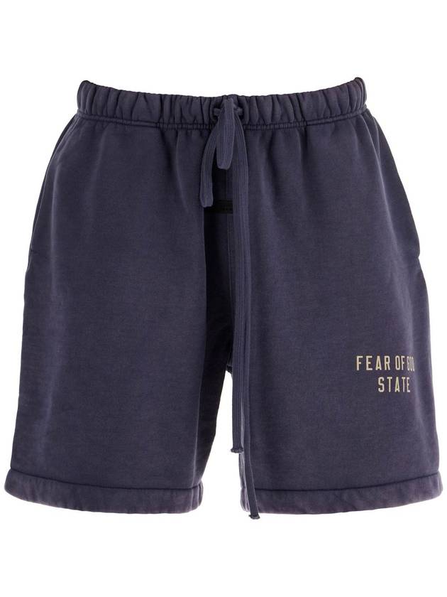 high-waisted navy blue cotton sports shorts - FEAR OF GOD ESSENTIALS - BALAAN 1