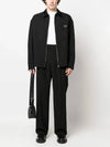 Triangle Logo Wool Shirt Zip Up Jacket Black - PRADA - BALAAN 4