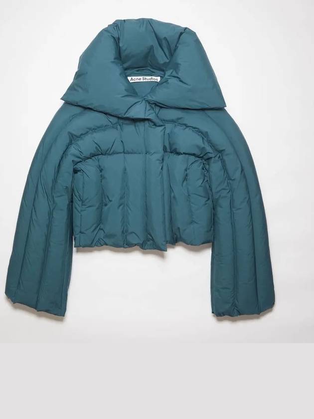 High Neck Puffer Crop Padding Petrol Blue - ACNE STUDIOS - BALAAN 4