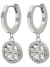 Miller Pave Hoop Earrings Silver - TORY BURCH - BALAAN 3