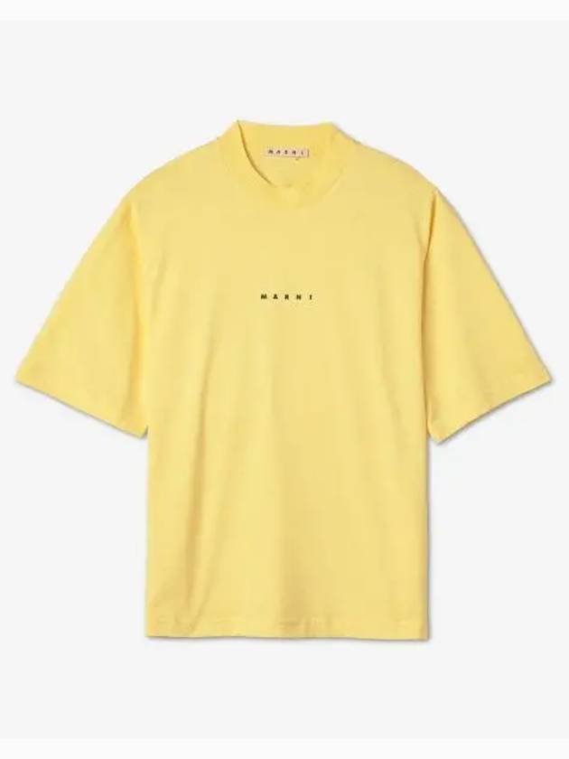 Logo Cotton Short Sleeve T-Shirt Yellow - MARNI - BALAAN 2