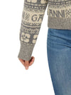 Women's Logo Wool Mix Cardigan Grey - GANNI - BALAAN 10