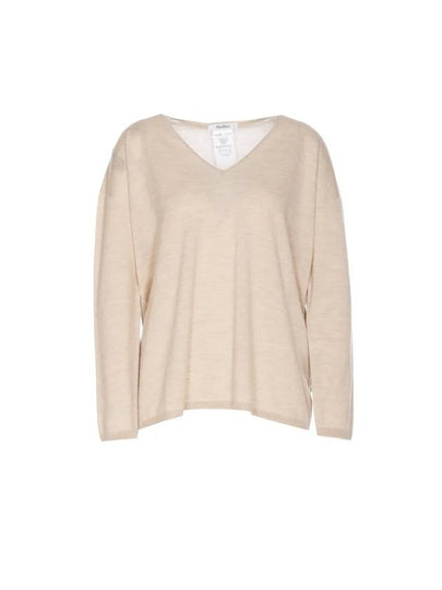 Freccia V-neck Cashmere Knit Top Beige - MAX MARA - BALAAN 2