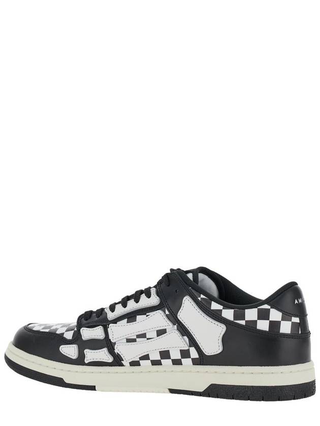 'Skel Top Low' Black And White Bi-Color Sneakers With Skeleton Patch With Check Motif In Leather Man - AMIRI - BALAAN 3