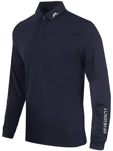 Tour Tech Long Sleeve Polo Shirt Navy Melange - J.LINDEBERG - BALAAN 1