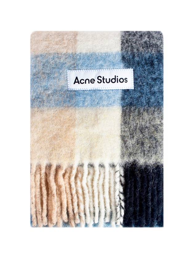 Mohair Heavy Wool Check Muffler 28X250 CA0084 BLUE BEIGE BLACK - ACNE STUDIOS - BALAAN 1