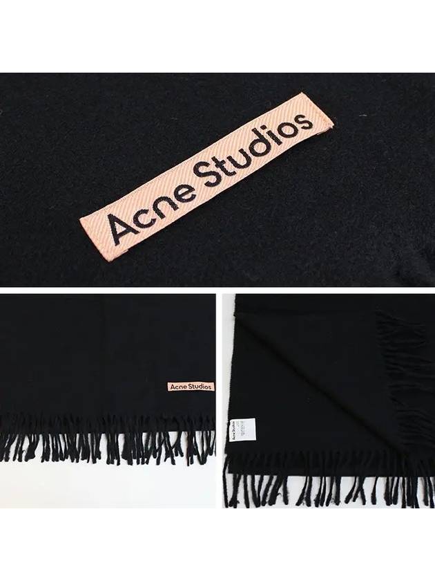 Logo Fringe Cashmere Muffler Black - ACNE STUDIOS - BALAAN 6