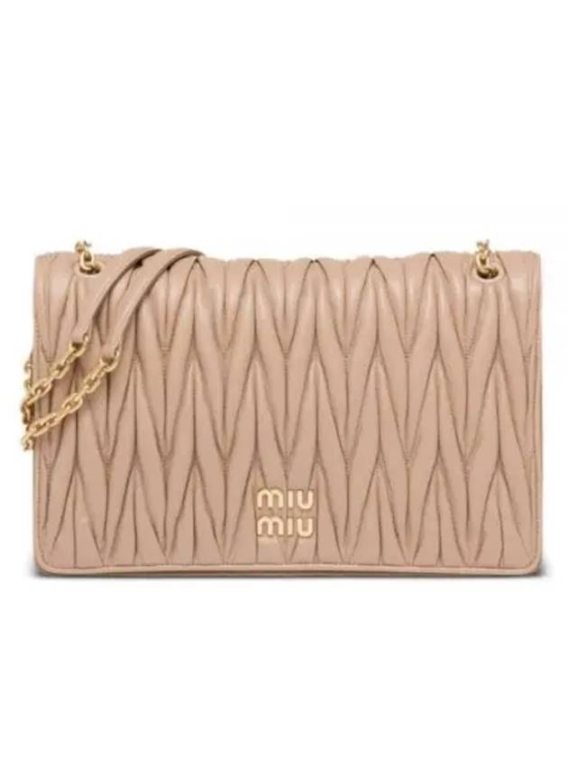 Matelasse Plaque Logo Nappa Leather Cross Bag Beige - MIU MIU - BALAAN 2