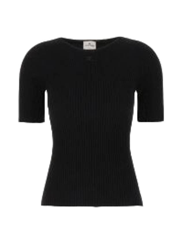 Solar logo patch ribbed knit top black - COURREGES - BALAAN 1