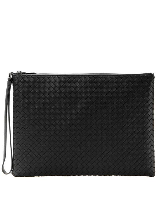 Intrecciato Strap Clutch Bag Black - BOTTEGA VENETA - BALAAN 2