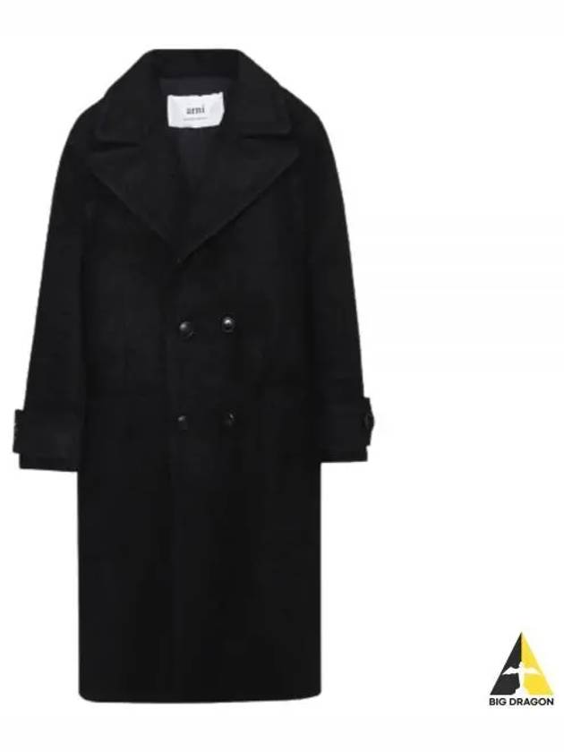 Breasted Double Coat Black - AMI - BALAAN 2