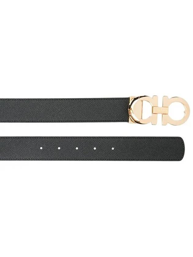 Gancini Reversible Adjustable Leather Belt Black - SALVATORE FERRAGAMO - BALAAN 4