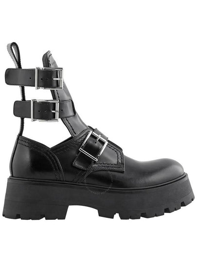 Women's Rave Buckle Walker Boots Black - ALEXANDER MCQUEEN - BALAAN 2