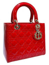 VRB44550 Red Patent Cannage Lady Medium Tote Bag Strap - DIOR - BALAAN 2