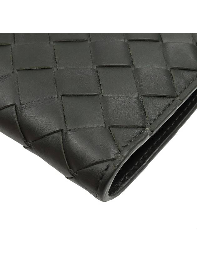 Black Intrecciato Half Zip Document Pouch Clutch - BOTTEGA VENETA - BALAAN 5