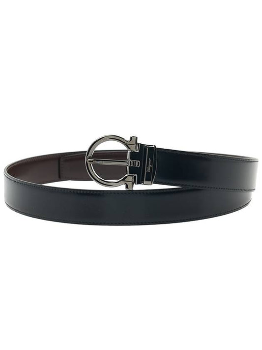 Reversible Adjustable Leather Belt Black - SALVATORE FERRAGAMO - BALAAN 2