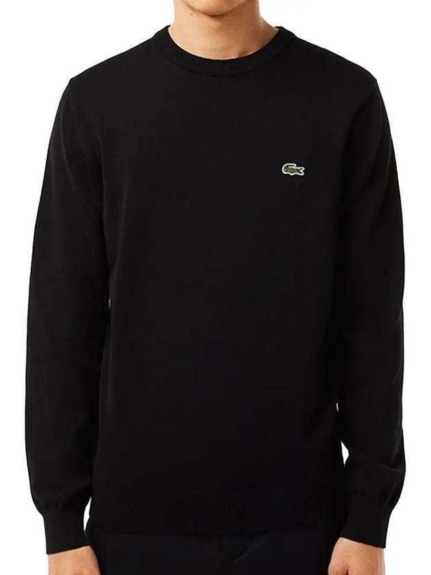 Embroidery Logo Crewneck Cotton Sweatshirt Black - LACOSTE - BALAAN 2