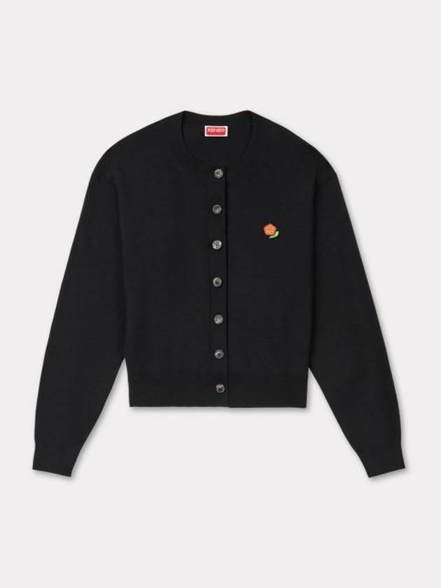 Pop Embroidered Crew Neck Cardigan Black - KENZO - BALAAN 2