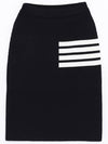 Women's Fine Merino Wool 4 Bar Stitch Pencil Skirt Navy - THOM BROWNE - BALAAN 4