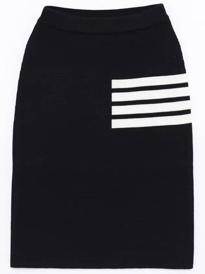 Women's Fine Merino Wool 4 Bar Stitch Pencil Skirt Navy - THOM BROWNE - BALAAN 2