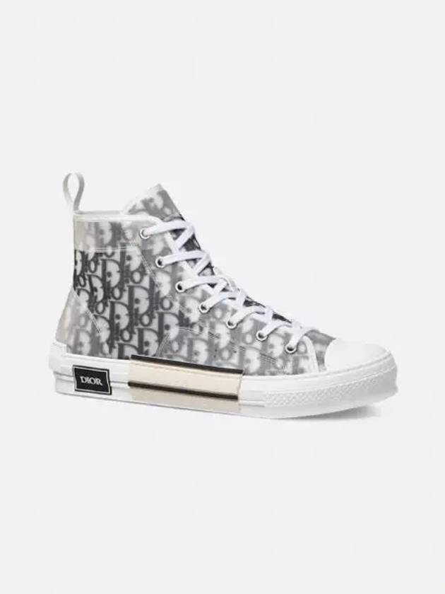 B23 Oblique Canvas High Top Sneakers White Black - DIOR - BALAAN 2