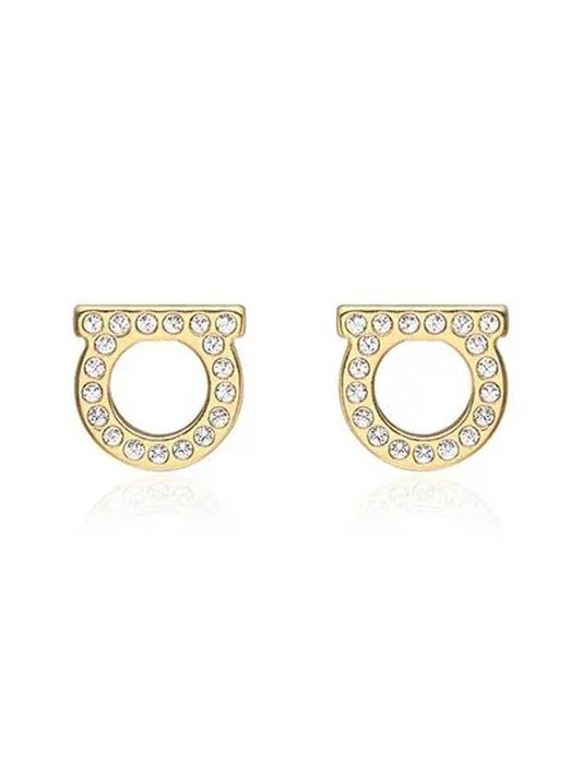 Gancini Crystal Small Earrings Gold - SALVATORE FERRAGAMO - BALAAN 2