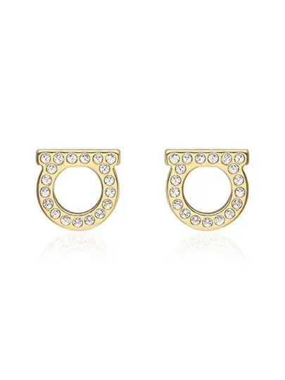 Gancini Crystal Small Earrings Gold - SALVATORE FERRAGAMO - BALAAN 2