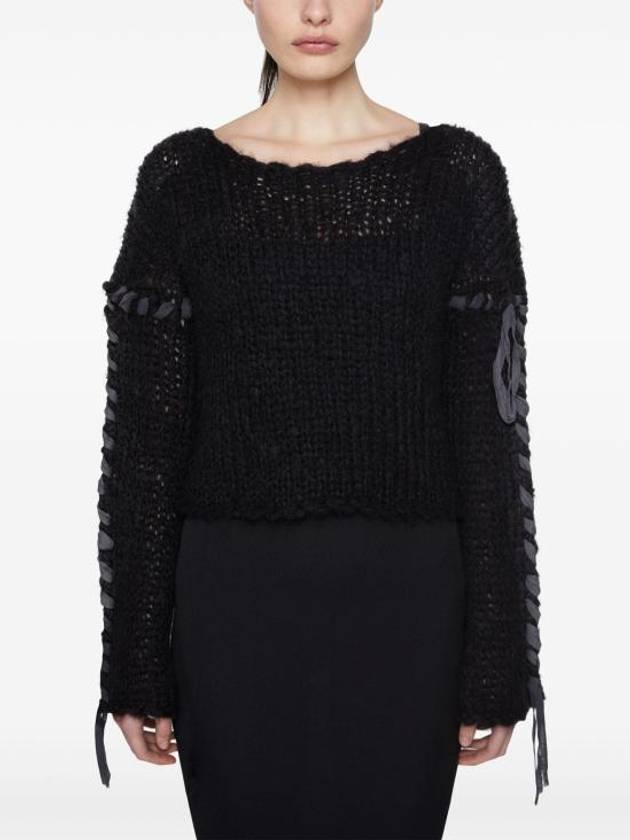 Lacing Drop Shoulder Knit Top Black - ACNE STUDIOS - BALAAN 6