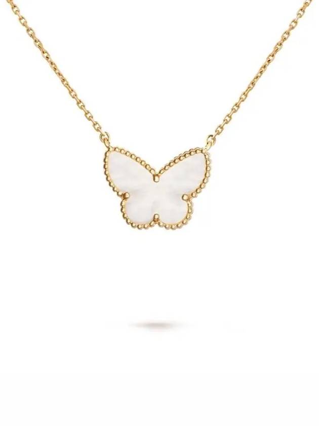 Lucky Alhambra Butterfly Pendant Necklace Yellow Gold Mother of Pearl - VANCLEEFARPELS - BALAAN 2