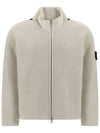 Shadow Reverse Stockinette Stitch Knit Track Jacket White - STONE ISLAND - BALAAN 4