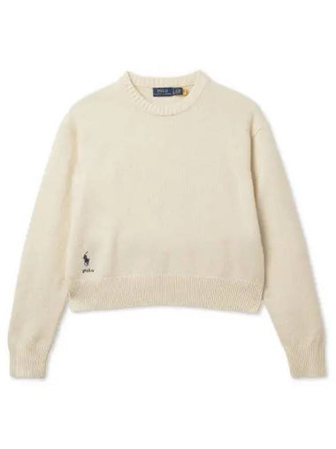 W Wool Blend Cropped Crew Neck Sweater Authentic Cream - POLO RALPH LAUREN - BALAAN 1