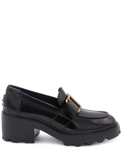 T Logo Leather Loafer Heels Black - TOD'S - BALAAN 2