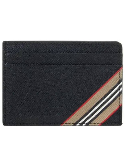 Icon Stripe Grainy Leather Card Wallet Black - BURBERRY - BALAAN 2