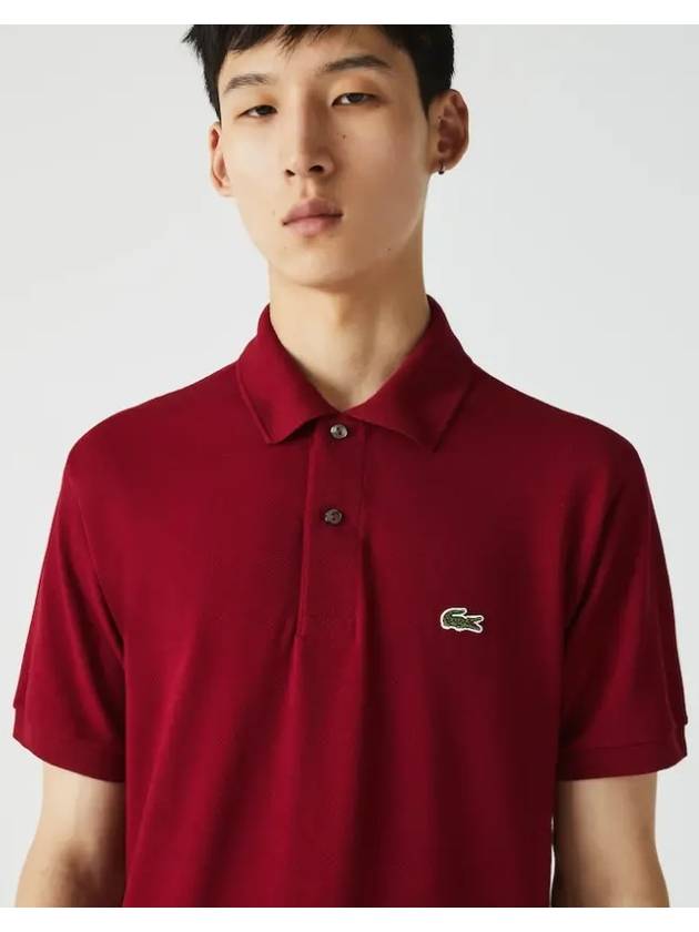 Men's Logo Classic Fit Cotton Short Sleeve Polo Shirt Burgundy - LACOSTE - BALAAN 4