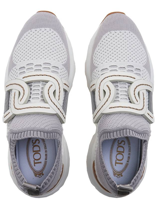 Women's High Tech Fabric Leather Low Top Sneakers Grey - TOD'S - BALAAN 7